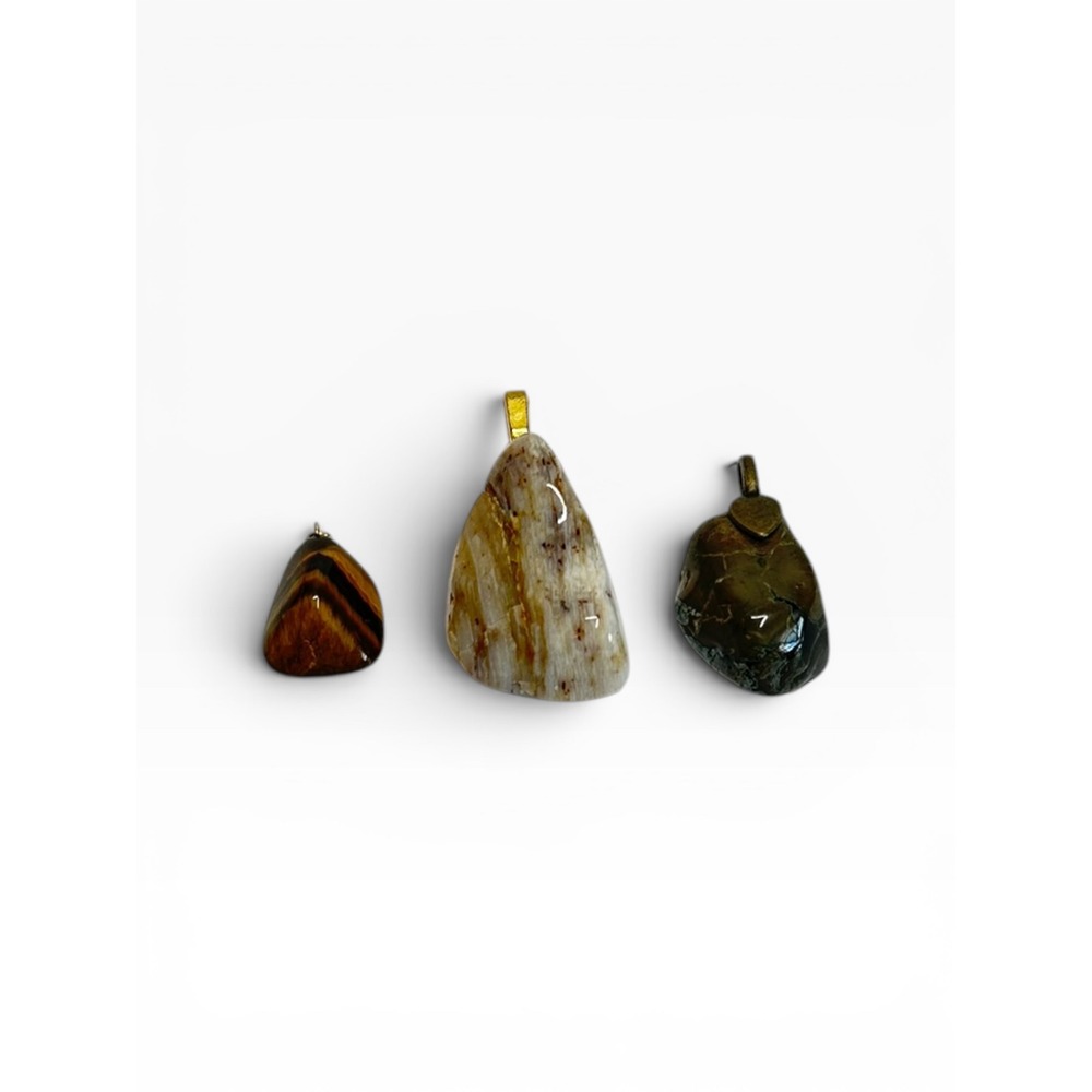 Stone Pendants Polished‎ Tiger Eye Agate Set of 3 - 33.94g